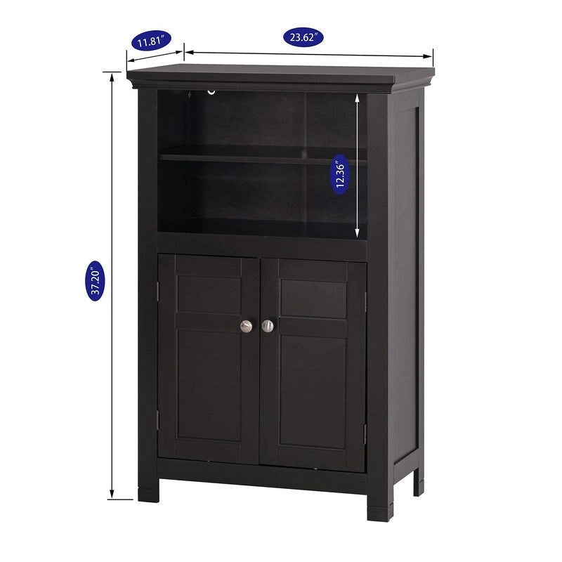 Meuble de salle de bain autoportant avec portes et étagère réglable - 30P x 60L x 94.5H cm