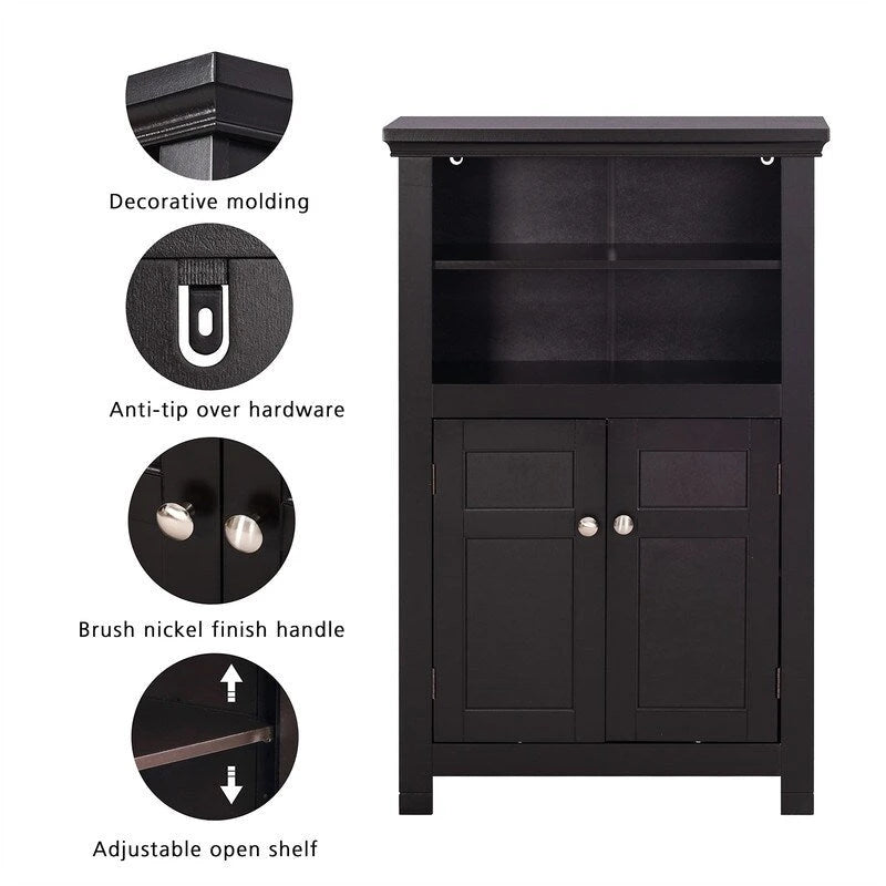 Meuble de salle de bain autoportant avec portes et étagère réglable - 30P x 60L x 94.5H cm