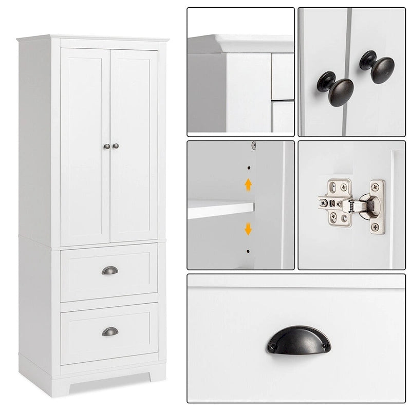 Meuble de salle de bain 2 portes 2 pompes, blanc