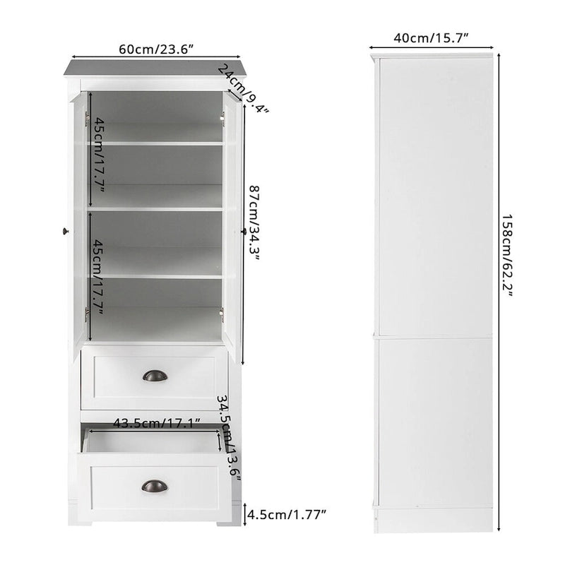 Meuble de salle de bain 2 portes 2 pompes, blanc