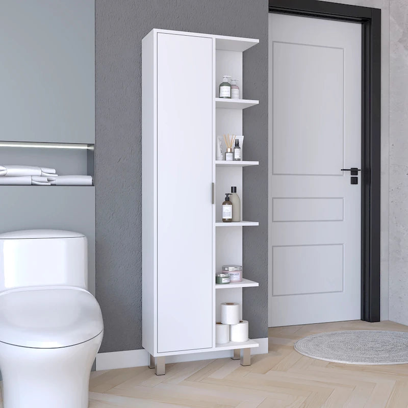 Meuble de rangement haut de salle de bain de 63 pouces avec quatre étagères ouvertes