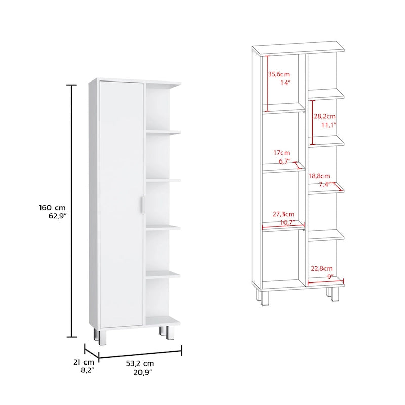 Meuble de rangement haut de salle de bain de 63 pouces avec quatre étagères ouvertes