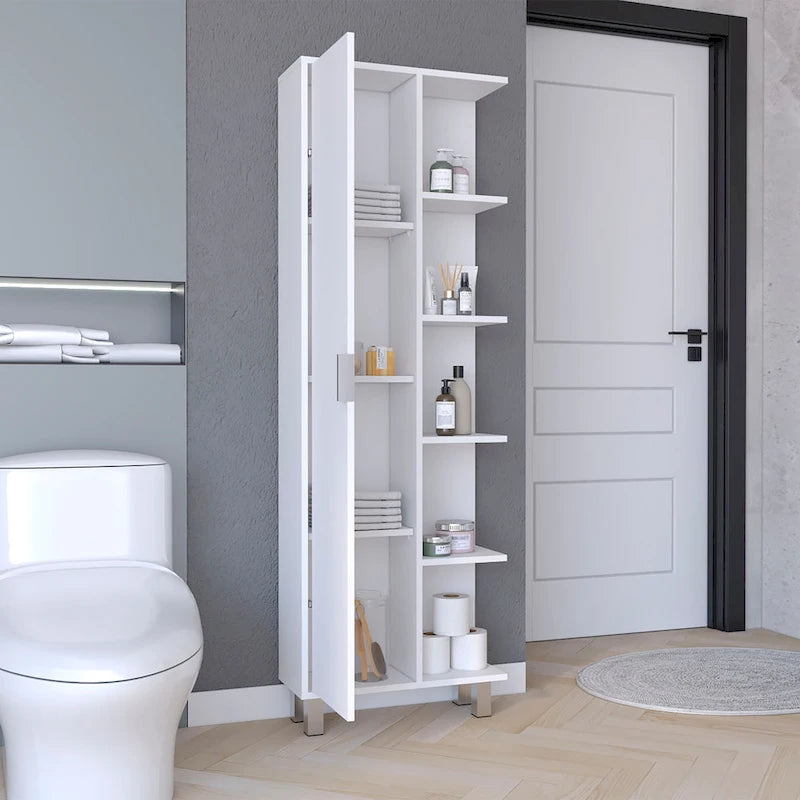 Meuble de rangement haut de salle de bain de 63 pouces avec quatre étagères ouvertes
