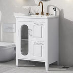 Meuble-lavabo de salle de bain avec deux tiroirs et porte