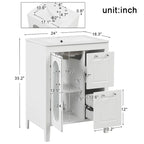 Meuble-lavabo de salle de bain avec deux tiroirs et porte