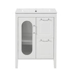 Meuble-lavabo de salle de bain avec deux tiroirs et porte