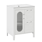 Meuble-lavabo de salle de bain avec deux tiroirs et porte