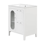 Meuble-lavabo de salle de bain avec deux tiroirs et porte