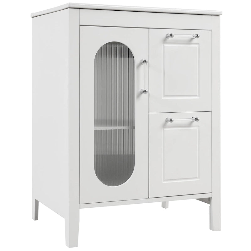 Meuble-lavabo de salle de bain avec deux tiroirs et porte