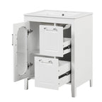 Meuble-lavabo de salle de bain avec deux tiroirs et porte