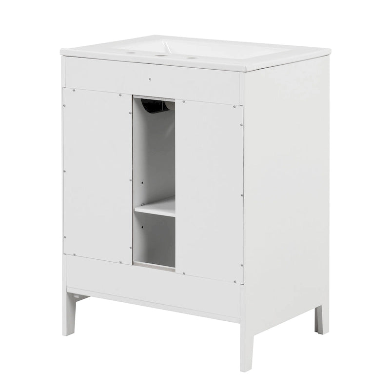 Meuble-lavabo de salle de bain avec deux tiroirs et porte