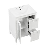 Meuble-lavabo de salle de bain avec deux tiroirs et porte