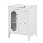 Meuble-lavabo de salle de bain avec deux tiroirs et porte