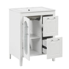 Meuble-lavabo de salle de bain avec deux tiroirs et porte