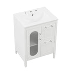Meuble-lavabo de salle de bain avec deux tiroirs et porte
