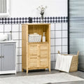 Meuble de salle de bain en bambou naturel avec étagère réglable