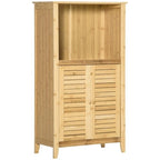 Meuble de salle de bain en bambou naturel avec étagère réglable