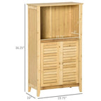 Meuble de salle de bain en bambou naturel avec étagère réglable