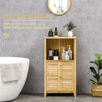 Meuble de salle de bain en bambou naturel avec étagère réglable
