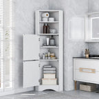 5 Tier Wooden Freestanding Tower Cabinet Tall Bathroom Storage Cabinet