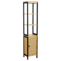 Meuble de rangement fin Natural avec étagères, cadre noir moderne – 13,4L x 12P x 68H