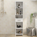 Meuble de rangement haut de salle de bain, armoire étroite à double porte, meuble sur pied fin