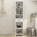 Tall Bathroom Storage Cabinet, Double Door Narrow Height Slim Floor Standing Cabinet