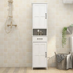 Meuble de rangement haut de salle de bain, armoire étroite à double porte, meuble sur pied fin