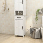 Meuble de rangement haut de salle de bain, armoire étroite à double porte, meuble sur pied fin
