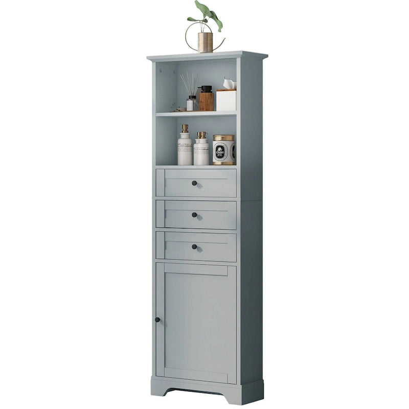 Armoire de rangement haute de 173 cm avec 3 tiroirs et étagères réglables pour salle de bain, cuisine et salon