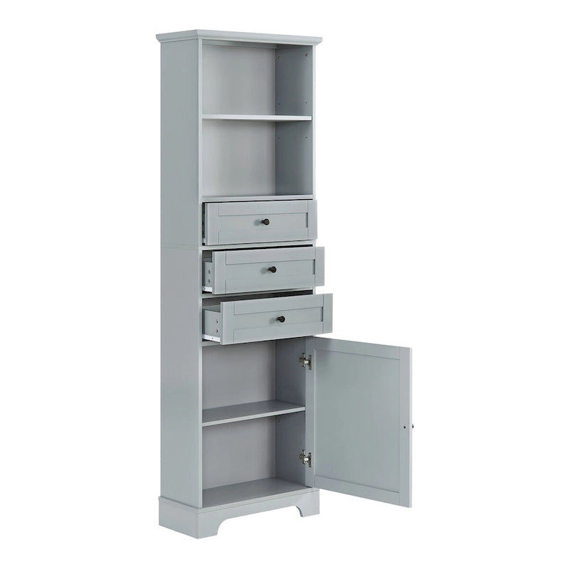 Armoire de rangement haute de 173 cm avec 3 tiroirs et étagères réglables pour salle de bain, cuisine et salon