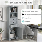 Armoire de rangement haute de 173 cm avec 3 tiroirs et étagères réglables pour salle de bain, cuisine et salon