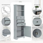 Armoire de rangement haute de 173 cm avec 3 tiroirs et étagères réglables pour salle de bain, cuisine et salon