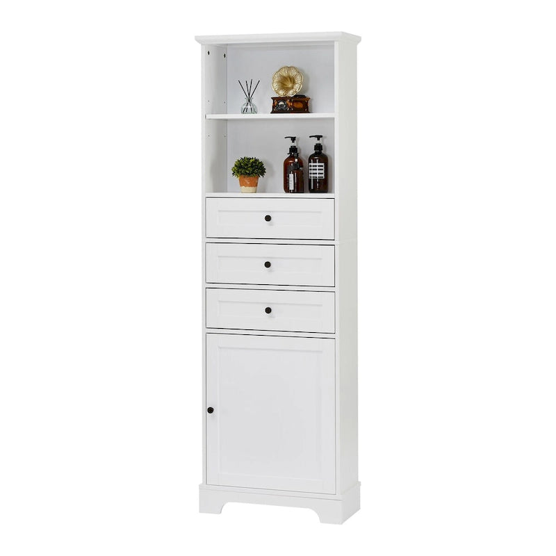 Armoire de rangement haute de 173 cm avec 3 tiroirs et étagères réglables pour salle de bain, cuisine et salon