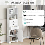 Armoire de rangement haute de 173 cm avec 3 tiroirs et étagères réglables pour salle de bain, cuisine et salon