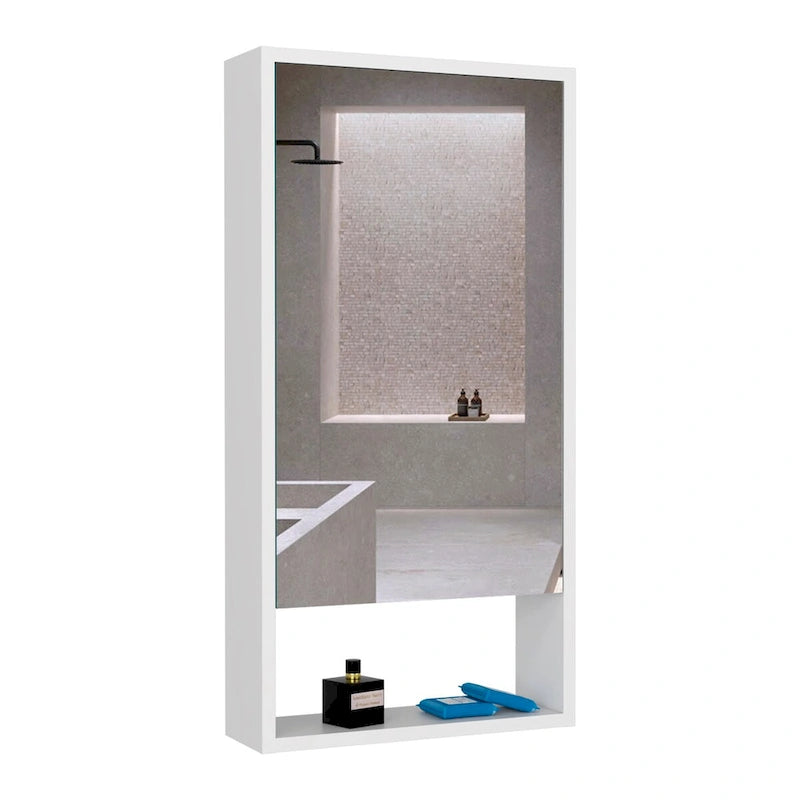 Armoire à pharmacie Irvine, une étagère extérieure, finition blanche, haute qualité et durable