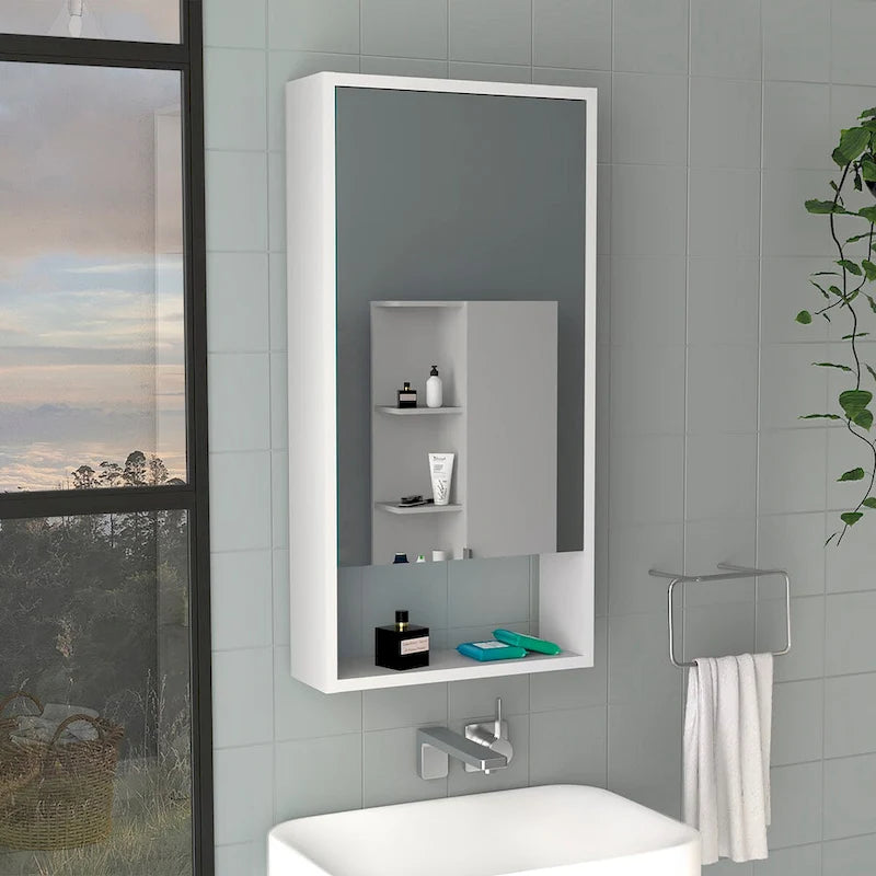Armoire à pharmacie Irvine, une étagère extérieure, finition blanche, haute qualité et durable