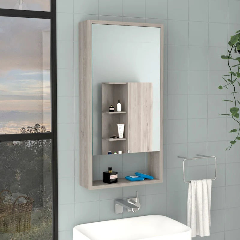 Armoire à pharmacie Irvine, une étagère extérieure, finition blanche, haute qualité et durable