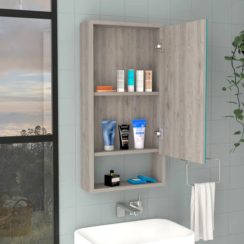 Armoire à pharmacie Irvine, une étagère extérieure, finition blanche, haute qualité et durable