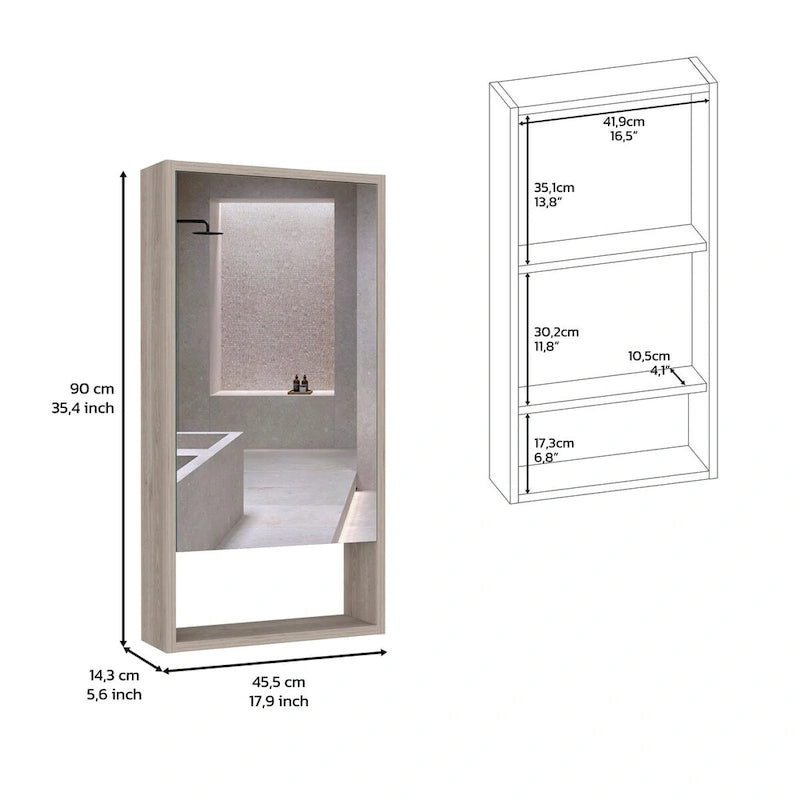 Armoire à pharmacie Irvine, une étagère extérieure, finition blanche, haute qualité et durable