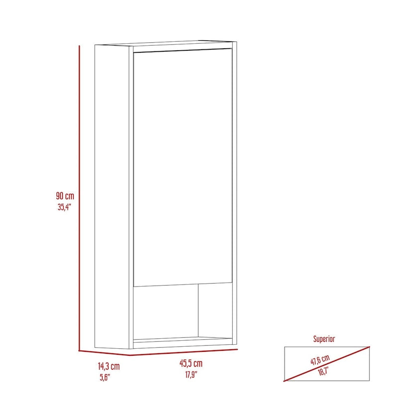 Armoire à pharmacie Irvine, une étagère extérieure, finition blanche, haute qualité et durable