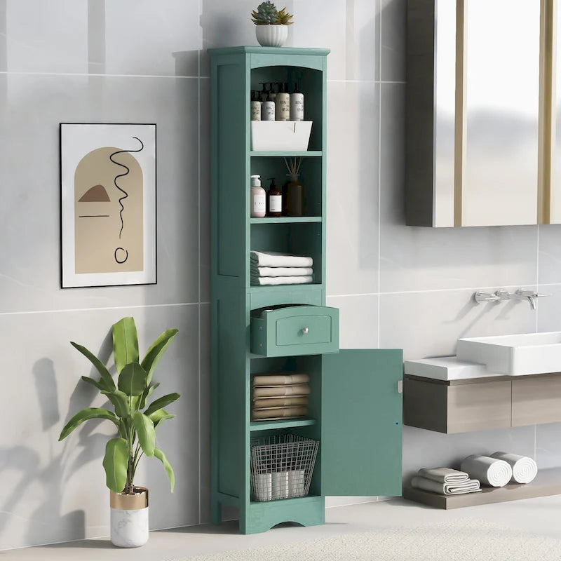 Meuble haut de salle de bain, Meuble de rangement autoportant avec tiroir, Panneau MDF, Étagère réglable