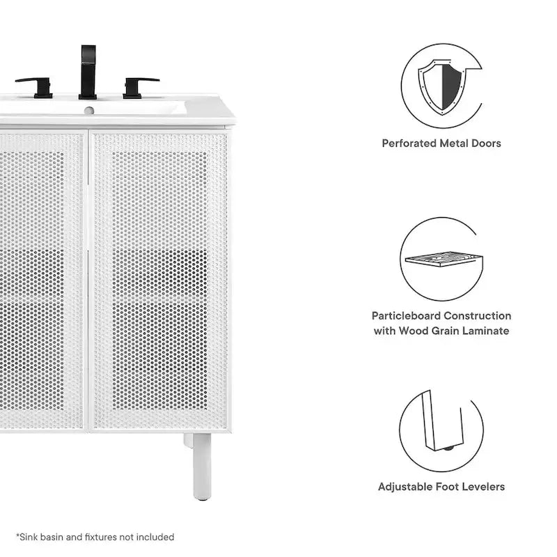 Meuble-lavabo Calla 24 en métal perforé (lavabo non inclus)