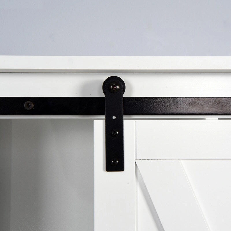 Meuble de rangement WC avec étagères réglables et porte coulissante style grange