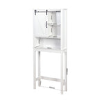 Meuble de rangement WC avec étagères réglables et porte coulissante style grange