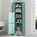 Meuble d'angle de salle de bain haut et autoportant avec portes et étagères réglables