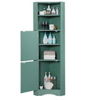 Meuble d'angle de salle de bain haut et autoportant avec portes et étagères réglables