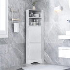 Meuble d'angle de salle de bain haut et autoportant avec portes et étagères réglables