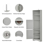 Meuble d'angle de salle de bain haut et autoportant avec portes et étagères réglables
