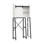 Meuble de rangement pour toilettes avec porte coulissante de style grange